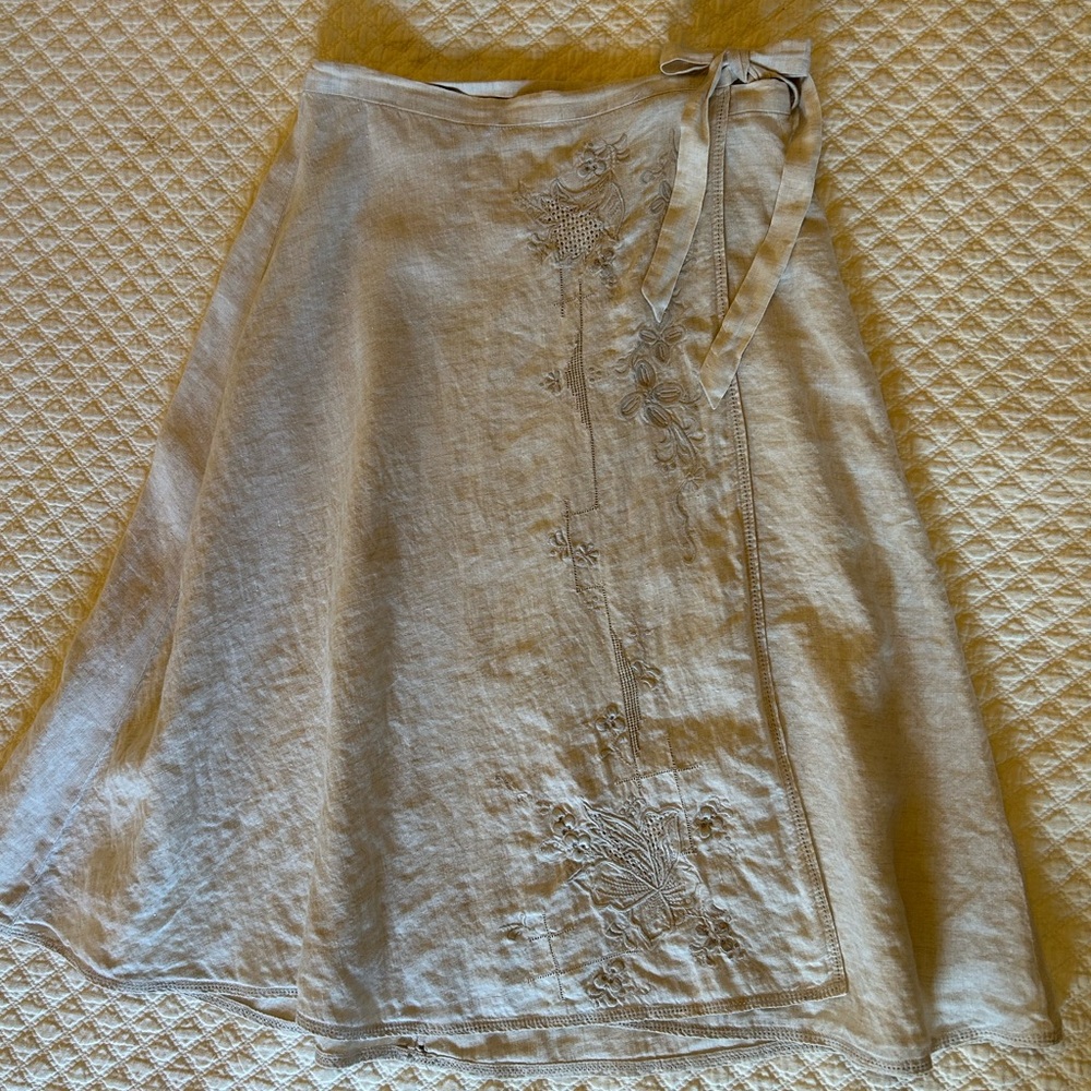 Vintage J. Crew Embroidered Linen Skirt